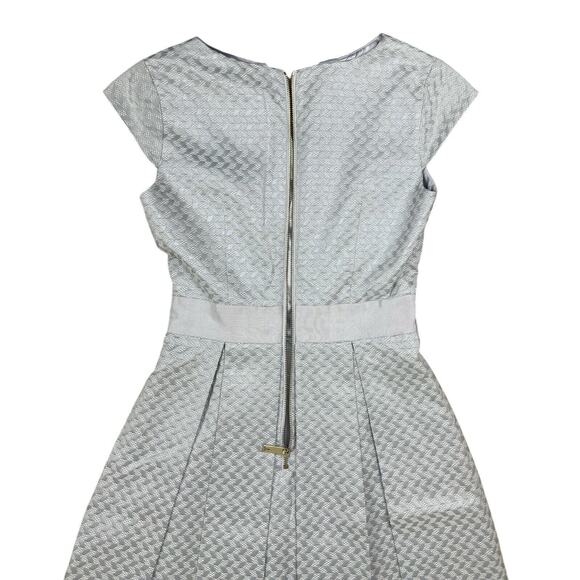 Ted Baker Denai Jacquard Dress Geo Print Pleated Skirt Fit Flare Size 1 US 2 - Picture 7 of 9